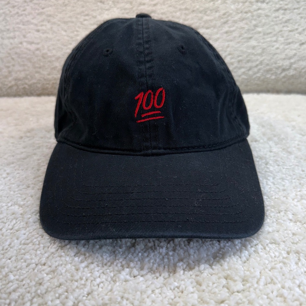 OTTO Mens Black 100 Emoji Embroidered Cotton Dad Hat Baseball Cap Adjustable